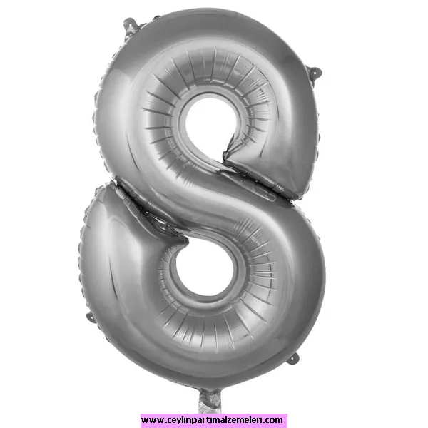 8 Rakam Gümüş Folyo Balon